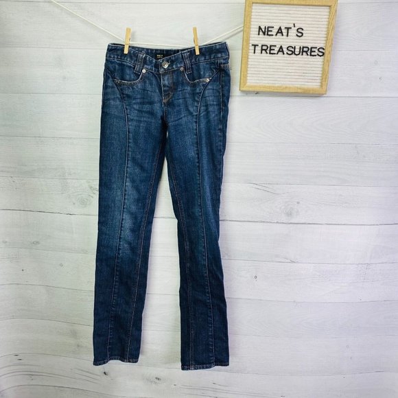 Express Jeans STELLA SKINNY LEG Medium Wash Low Rise Denim Blue Jeans Size 0